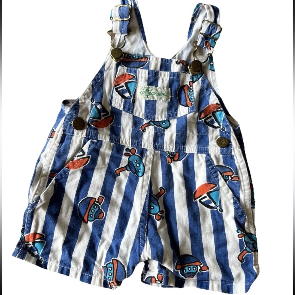 Vintage Cutecumber Nautical Overalls Baby 18M Sailboat Retro 80s Nostalgic